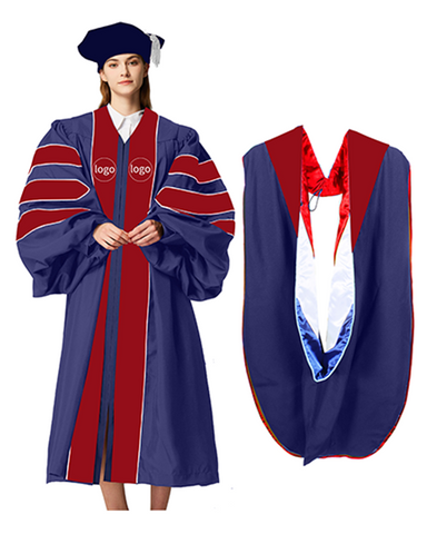 Customization Doctoral Graduation Gown and hood tam (Products Will Be Customized as Requested)