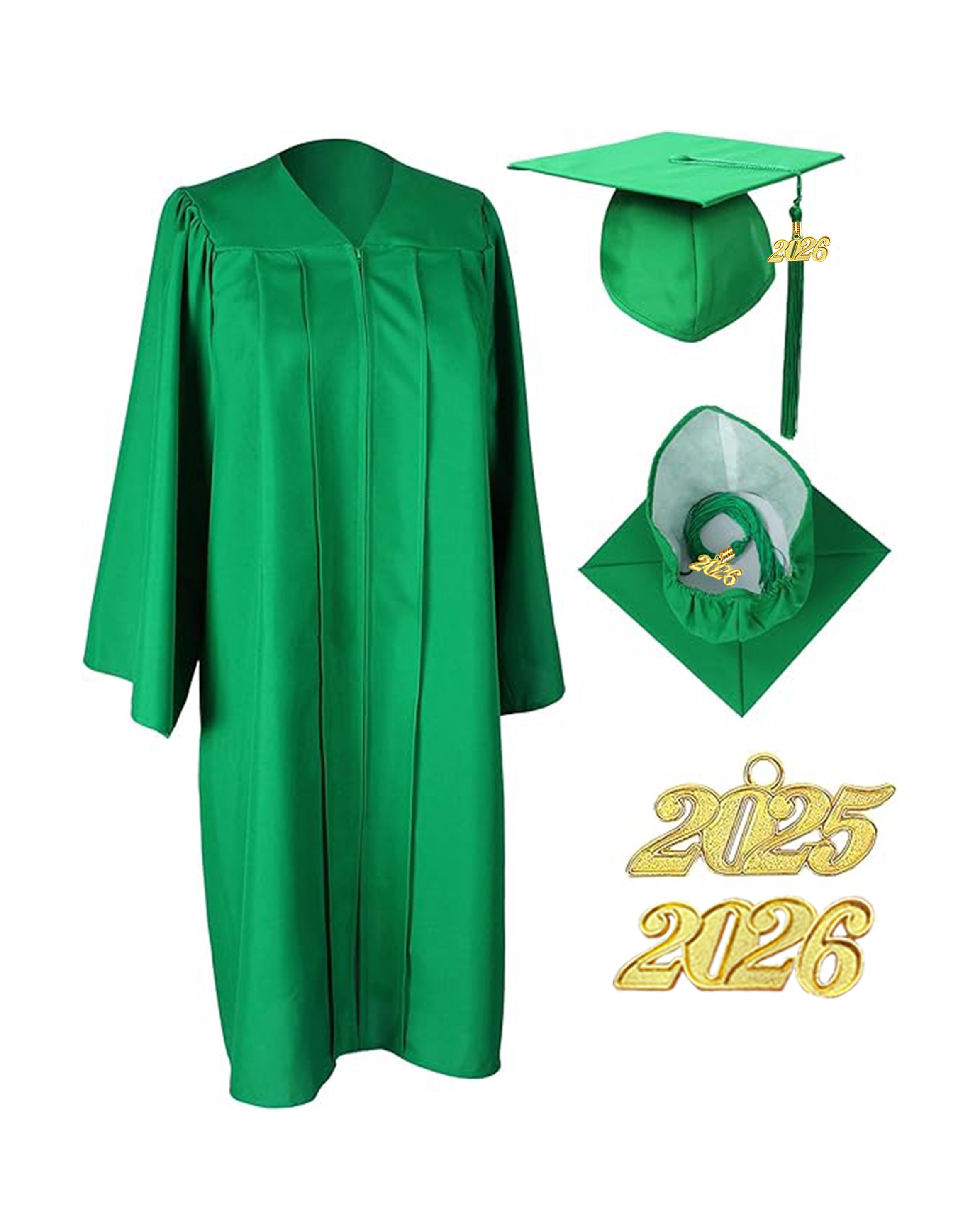 Unisex Matte Graduation Cap & Gown with Tassel 2026 Year Charm ( Rich Color )