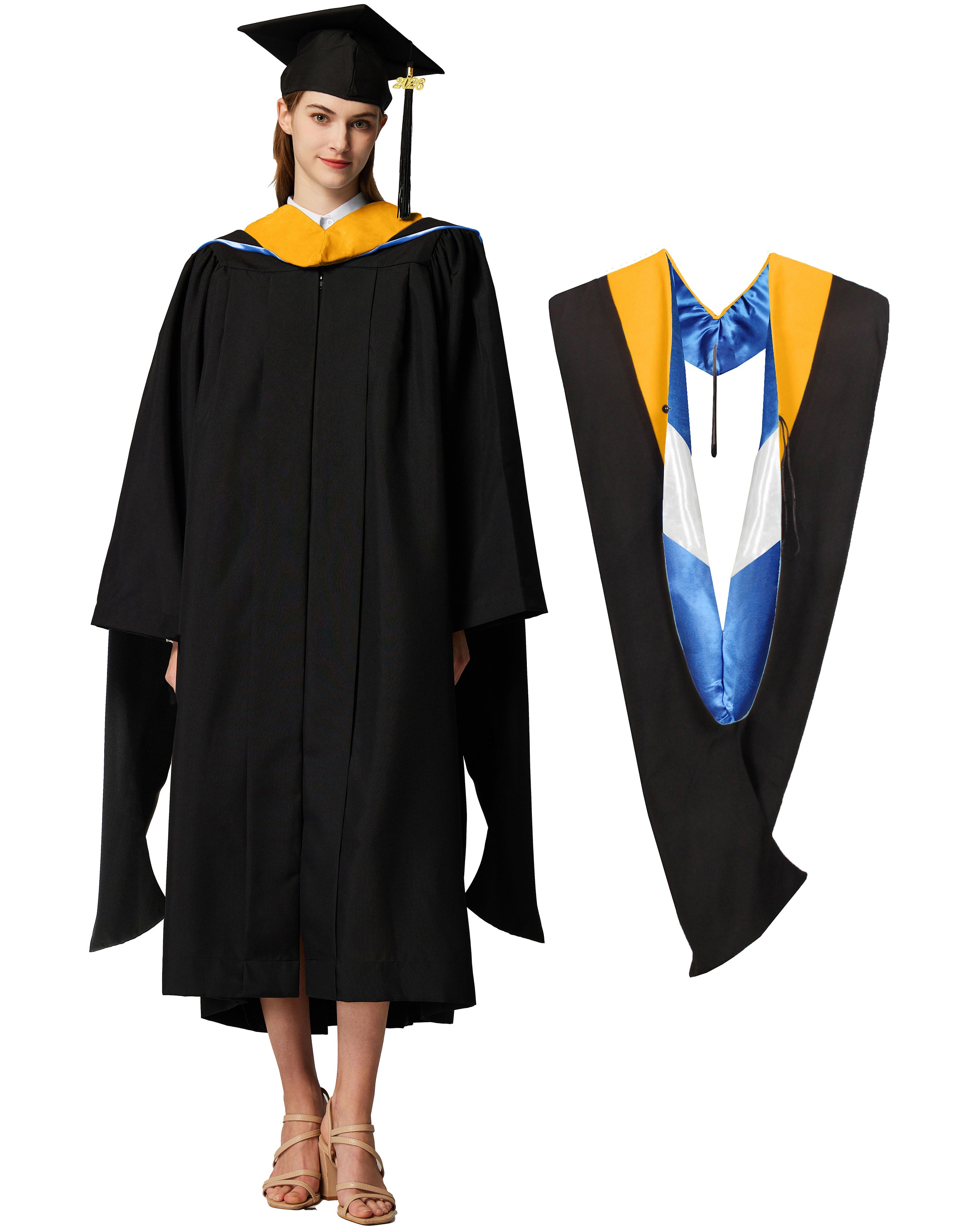 MyGradDay Unisex Master Graduation Gown Cap and Hood Master Regalia with 2026 Tassel