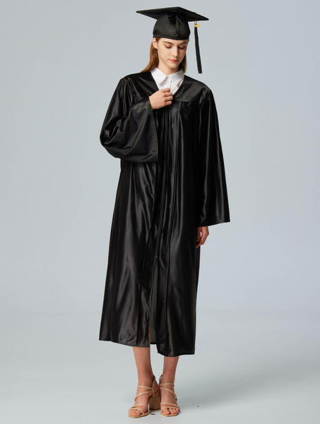 Unisex  Shiny Graduation Cap & Gown with Tassel 2025 Year Charm Rich Color