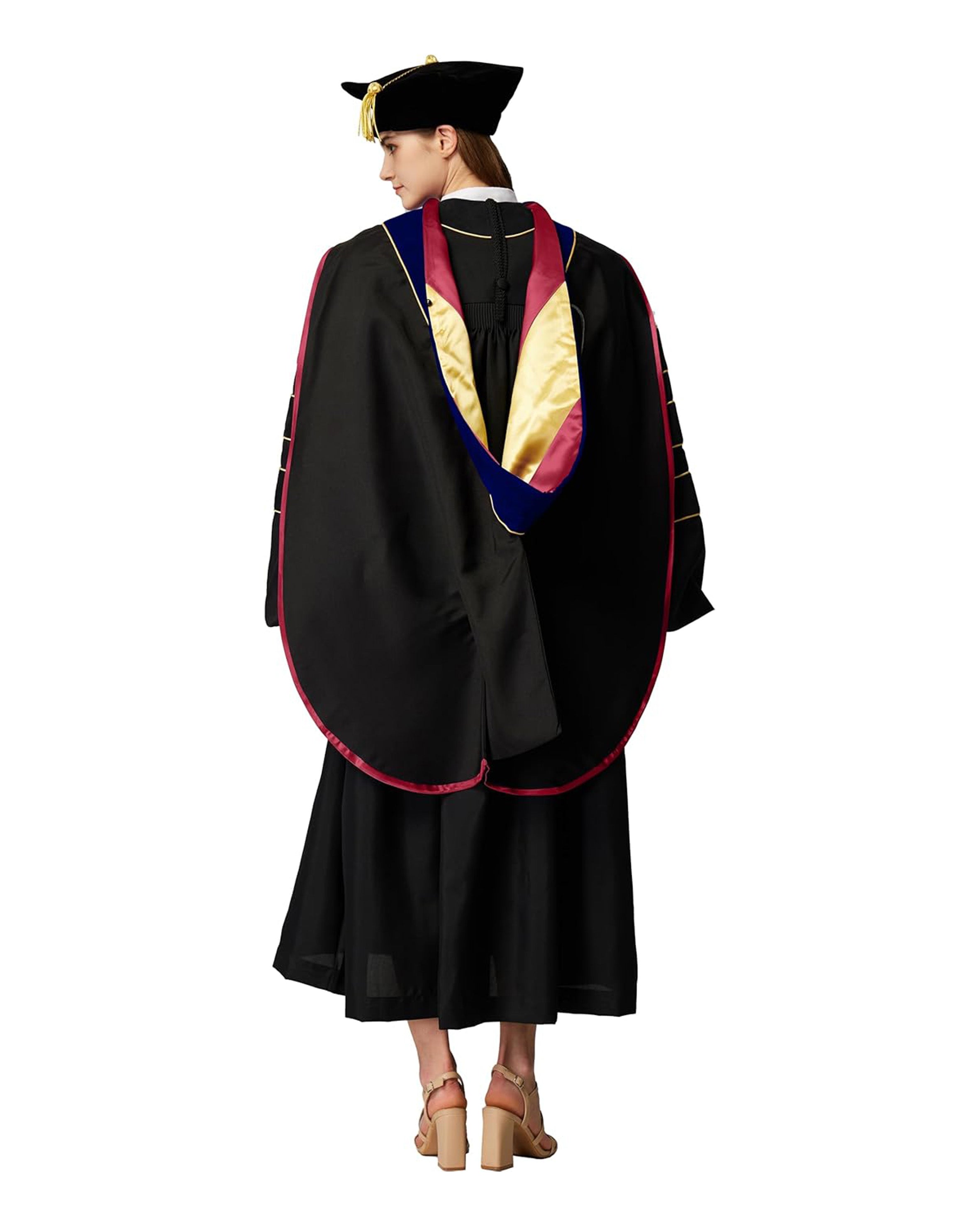 Deluxe Doctoral Graduation Hood with Gold Piping