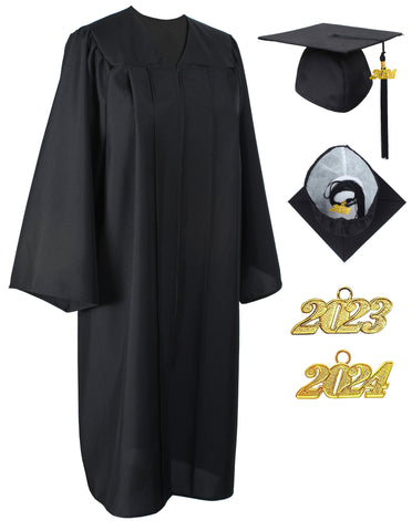 Unisex  Matte Graduation Cap & Gown with Tassel 2024 Year Charm Rich Color