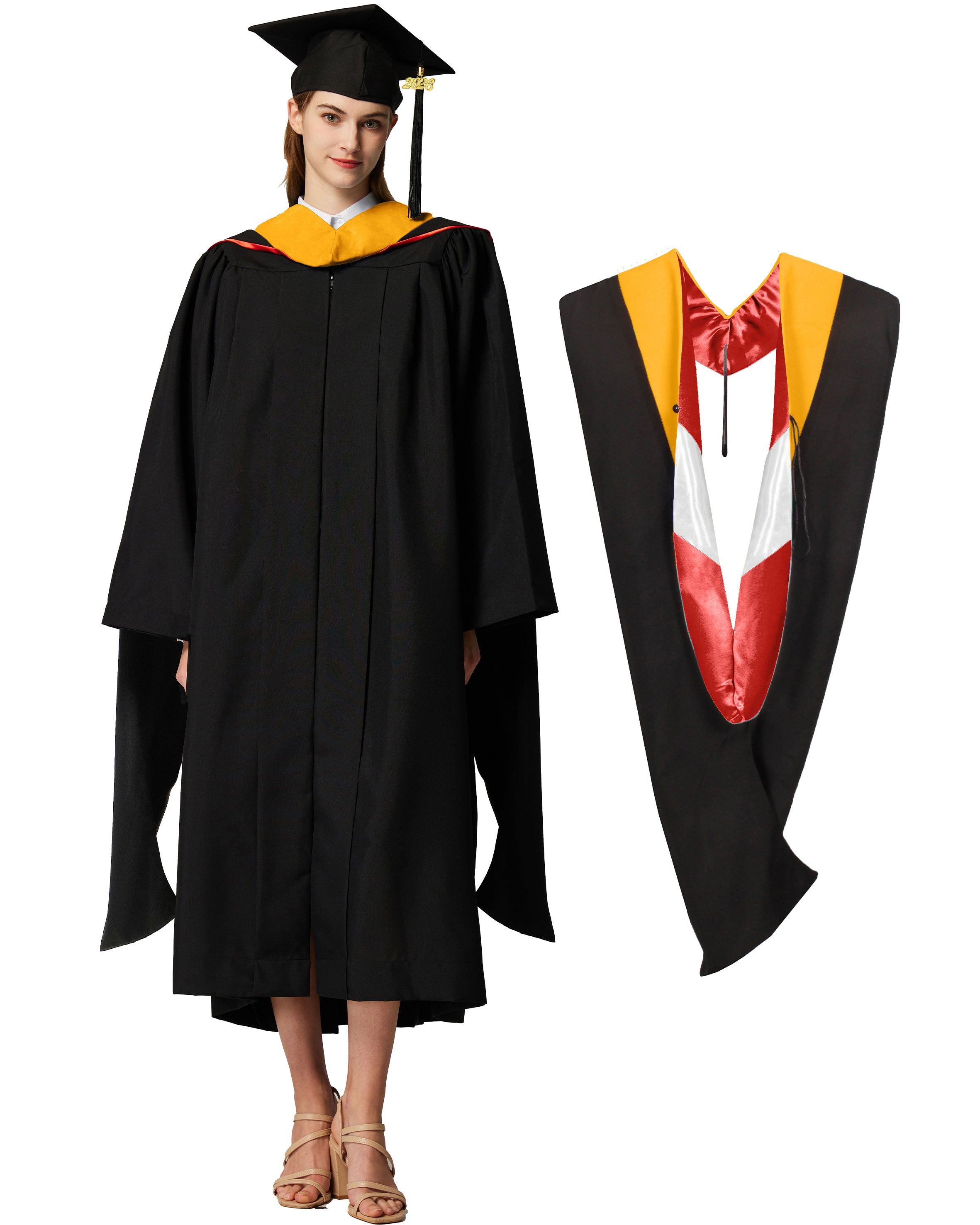 MyGradDay Unisex Master Graduation Gown Cap and Hood Master Regalia with 2026 Tassel
