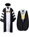 Customized Doctoral Graduation Gown Black-8S Tam & White Hood