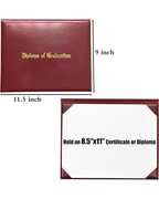 Smooth Graduation Diploma Cover Imprinted "Diploma of Graduation" Certificate Cover 8 1/2" x 11"