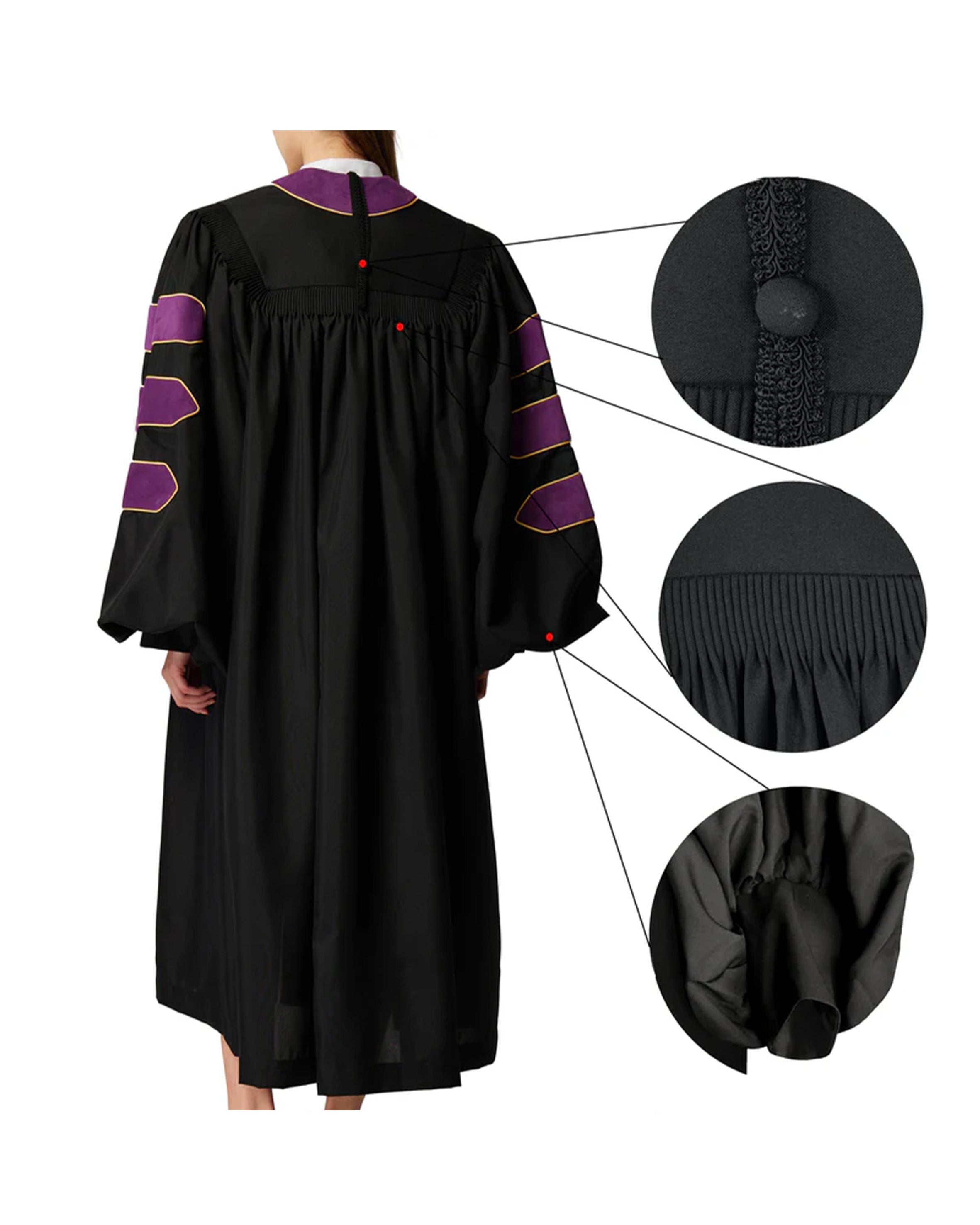 MyGradDay Unisex Deluxe Doctor of Divinity Clergy Robes  Doctorate pulpit robes with Gold Piping Available for Customization