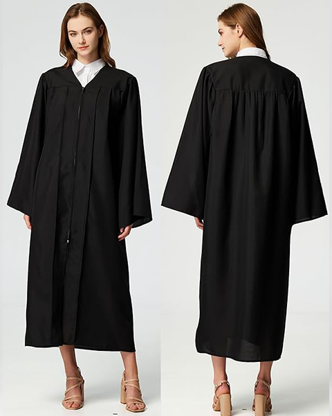 Black Unisex Matte choir robes for church Baptism Officiant Confirmation Costume,Graduation Gown Pastor &judges robe