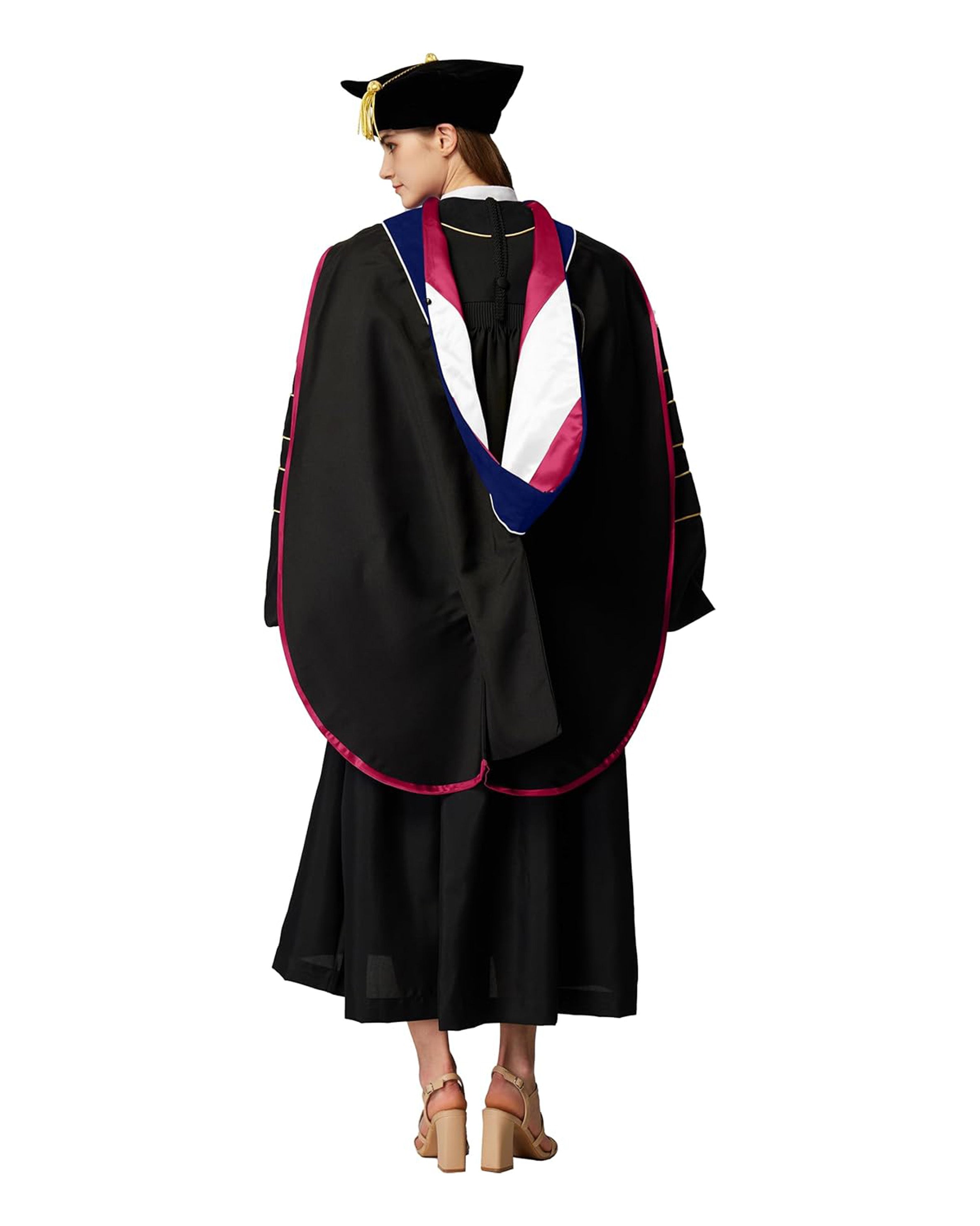 Deluxe Doctoral Graduation Hood with Gold Piping