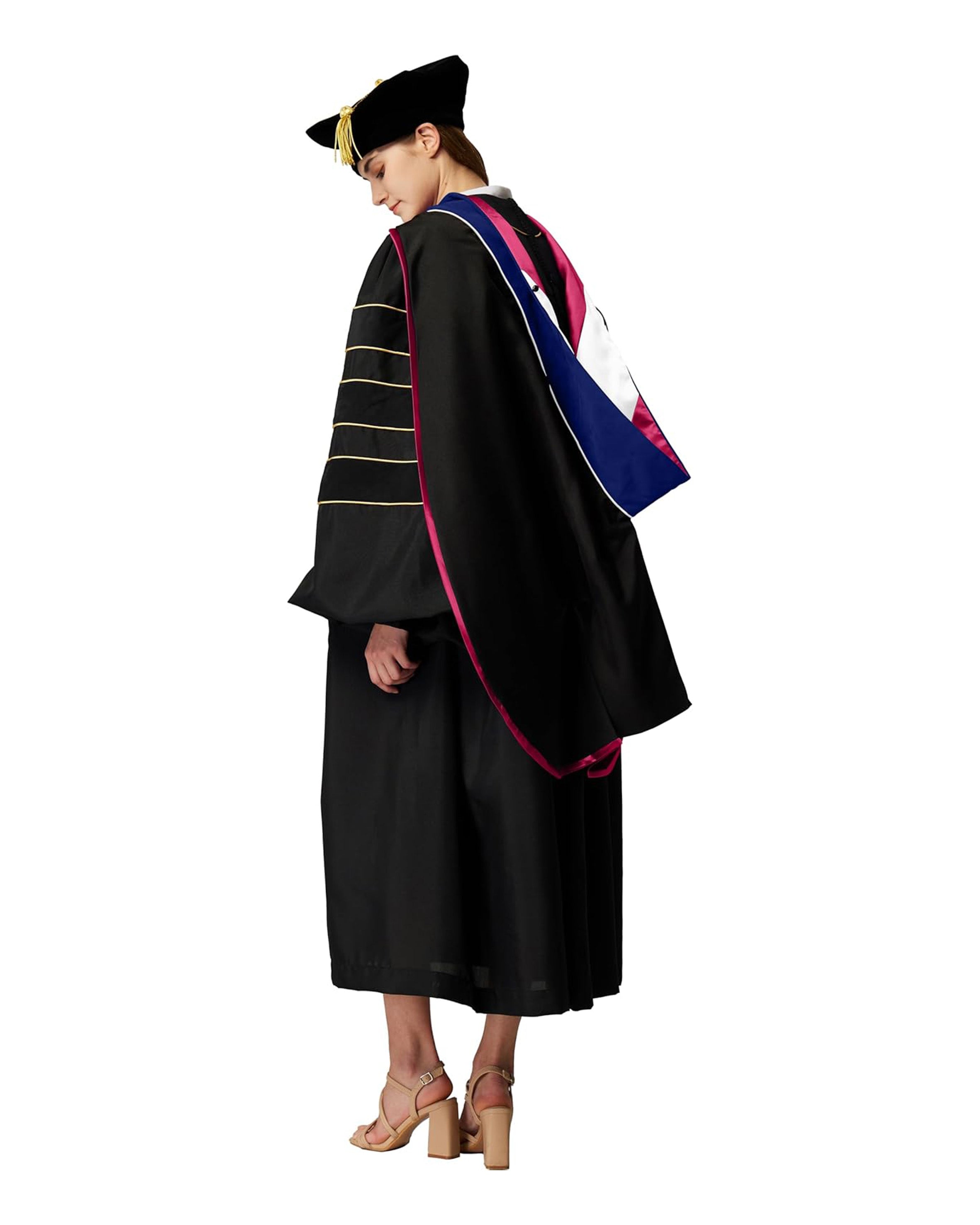 Deluxe Doctoral Graduation Hood with Gold Piping