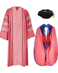 Customized Doctoral Graduation Gown Black-8S Tam & Pink Hood