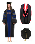 Customized Doctoral Graduation Gown Black-8S Tam & Black Hood MyGradDay