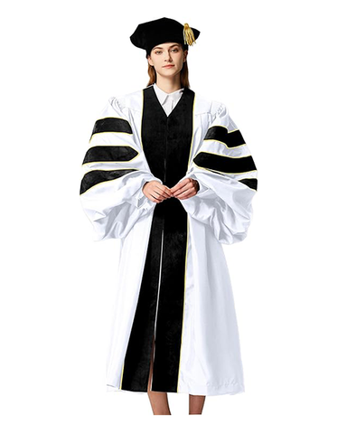 Customized Doctoral Graduation Gown & Tam 8S White