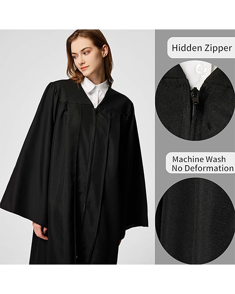 Black Unisex Matte choir robes for church Baptism Officiant Confirmation Costume,Graduation Gown Pastor &judges robe