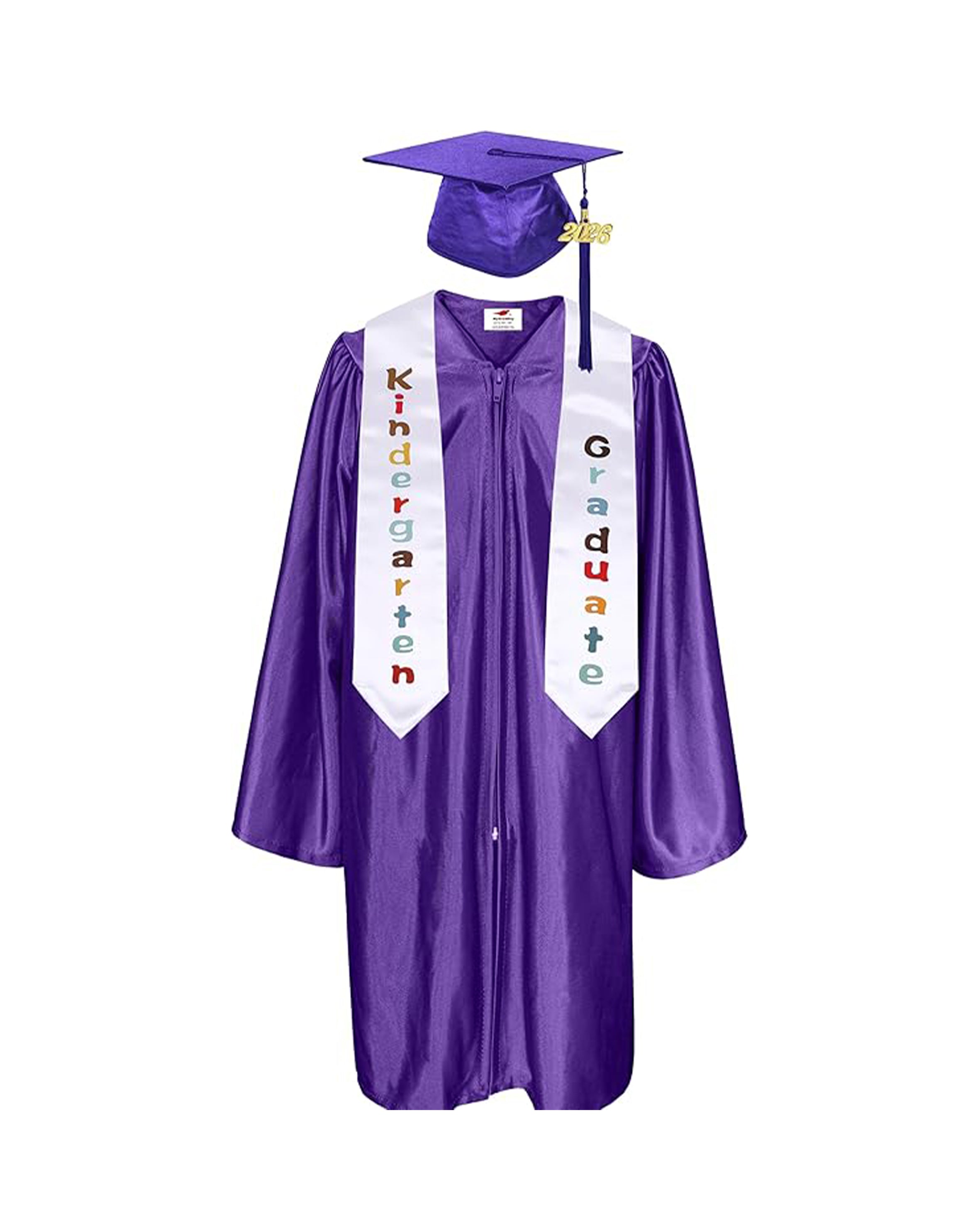 Shiny Kindergarten Graduation Gown Cap with Tassel 2026 Charm Sash