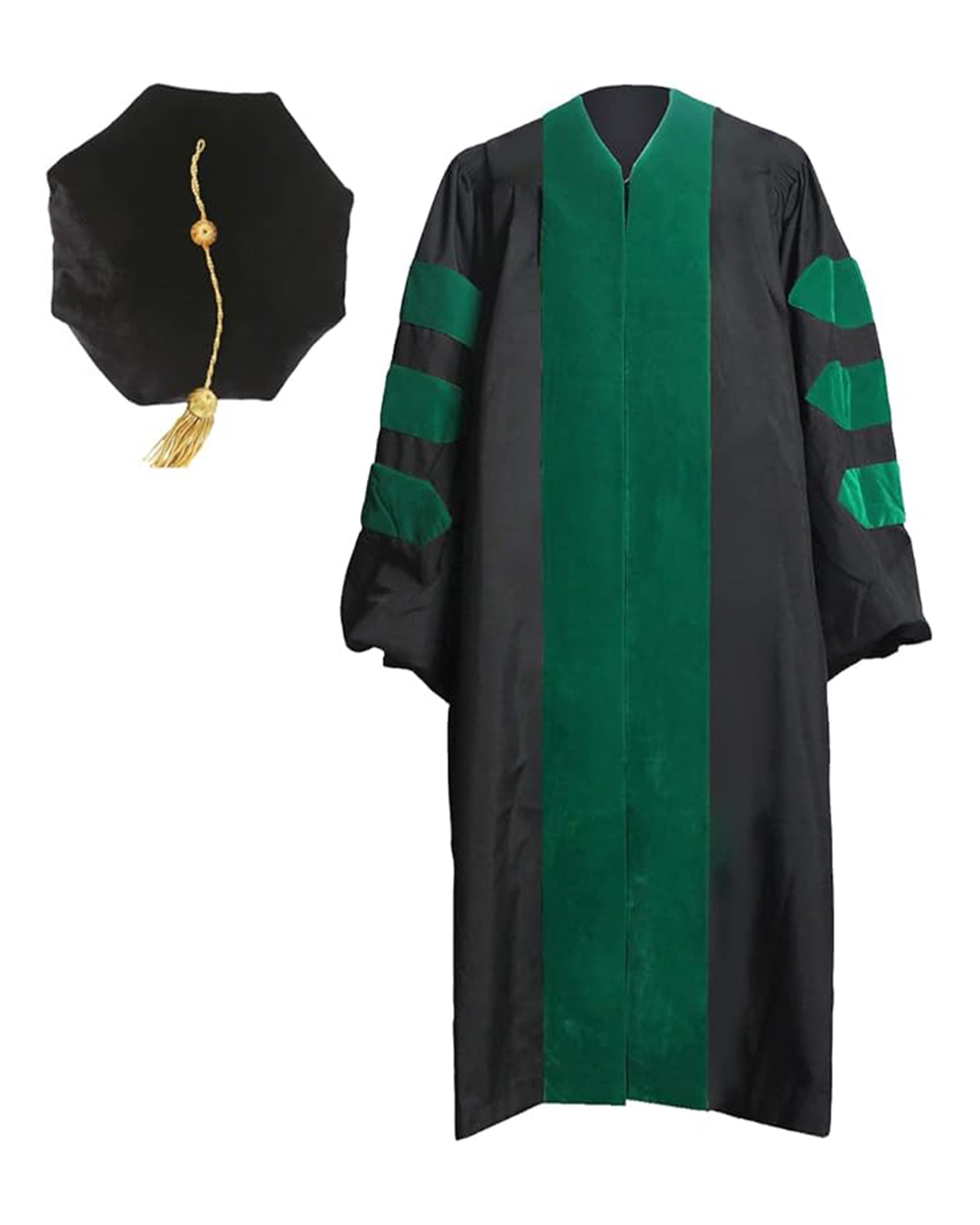 Deluxe Doctoral Graduation Gown with No Piping and Doctoral Tam Package ( Rich Color )