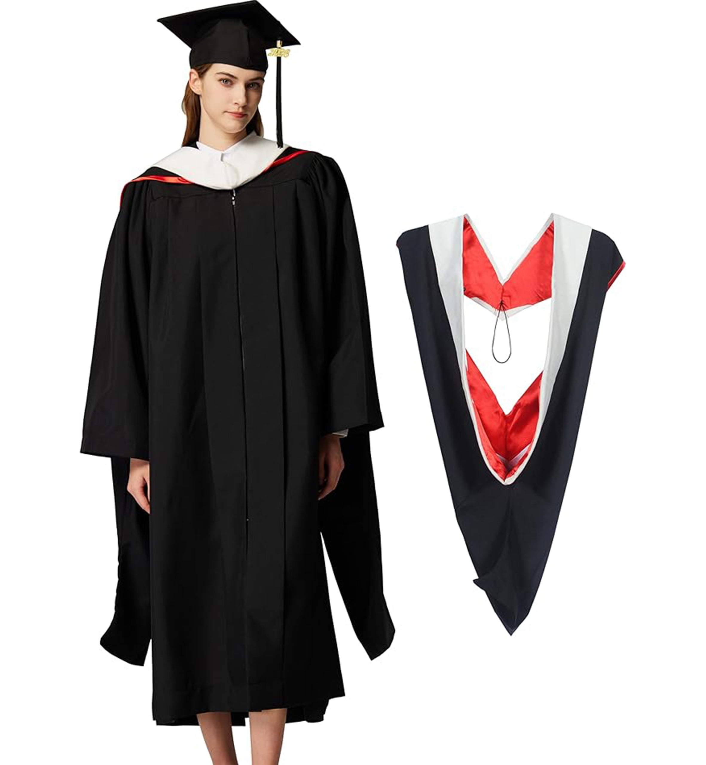 MyGradDay Unisex Master Graduation Gown Cap and Hood Master Regalia with 2026 Tassel