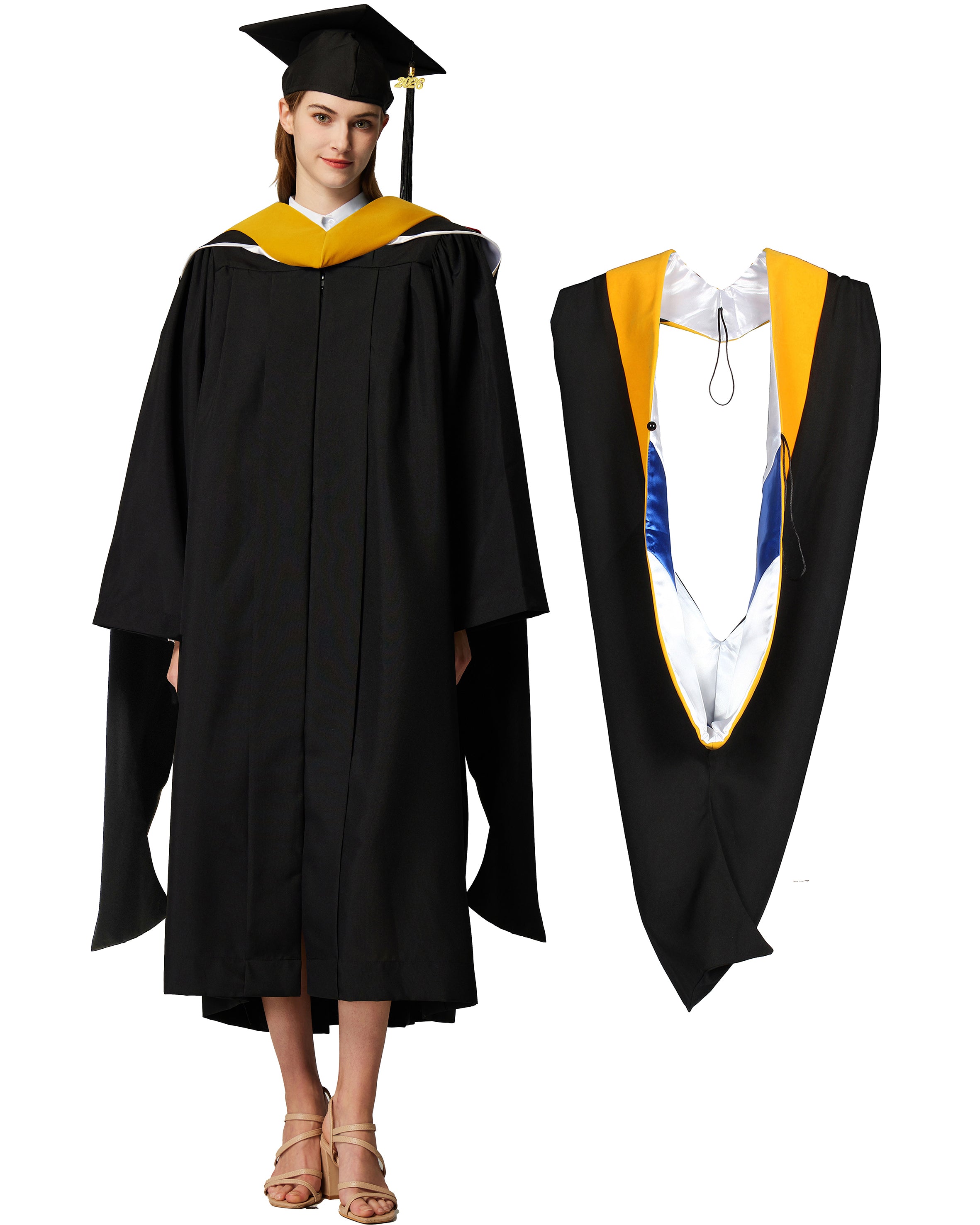 MyGradDay Unisex Master Graduation Gown Cap and Hood Master Regalia with 2026 Tassel