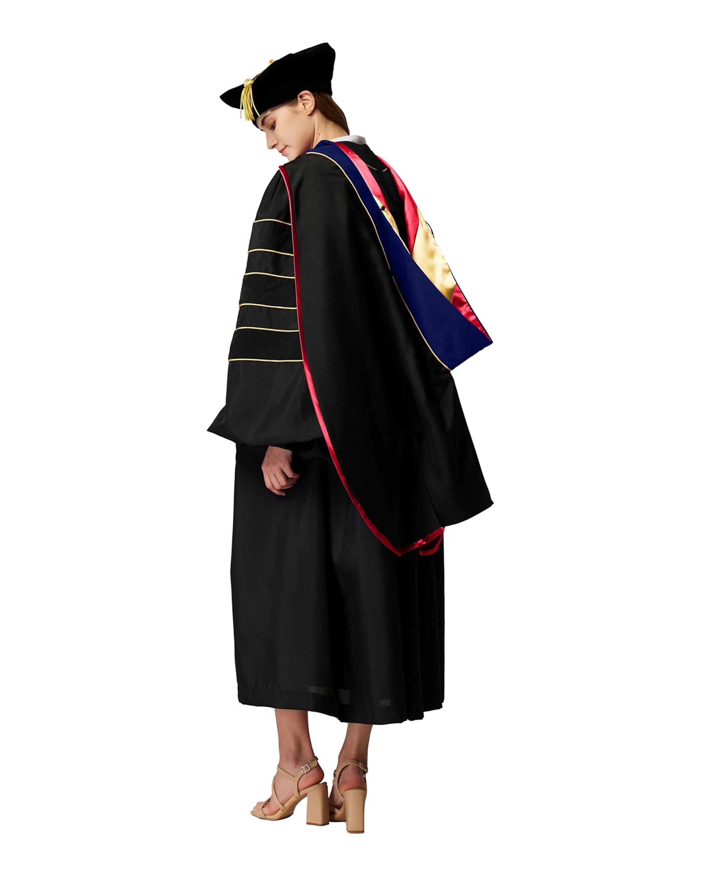 Deluxe Doctoral Graduation Hood with Gold Piping