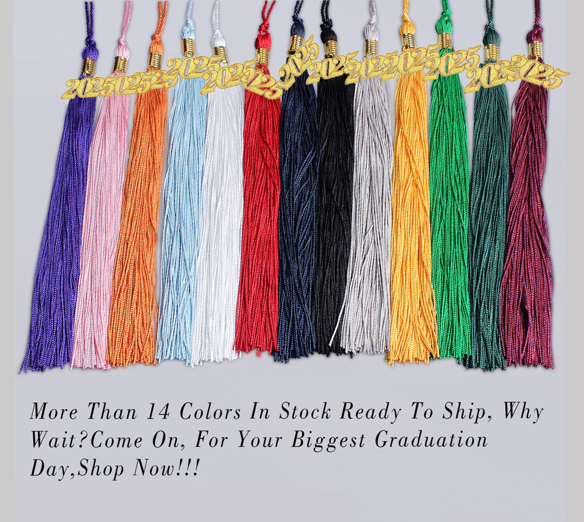 Graduation Tassel with Year Charm 2024/2025 For Cap and Gown Rich Color