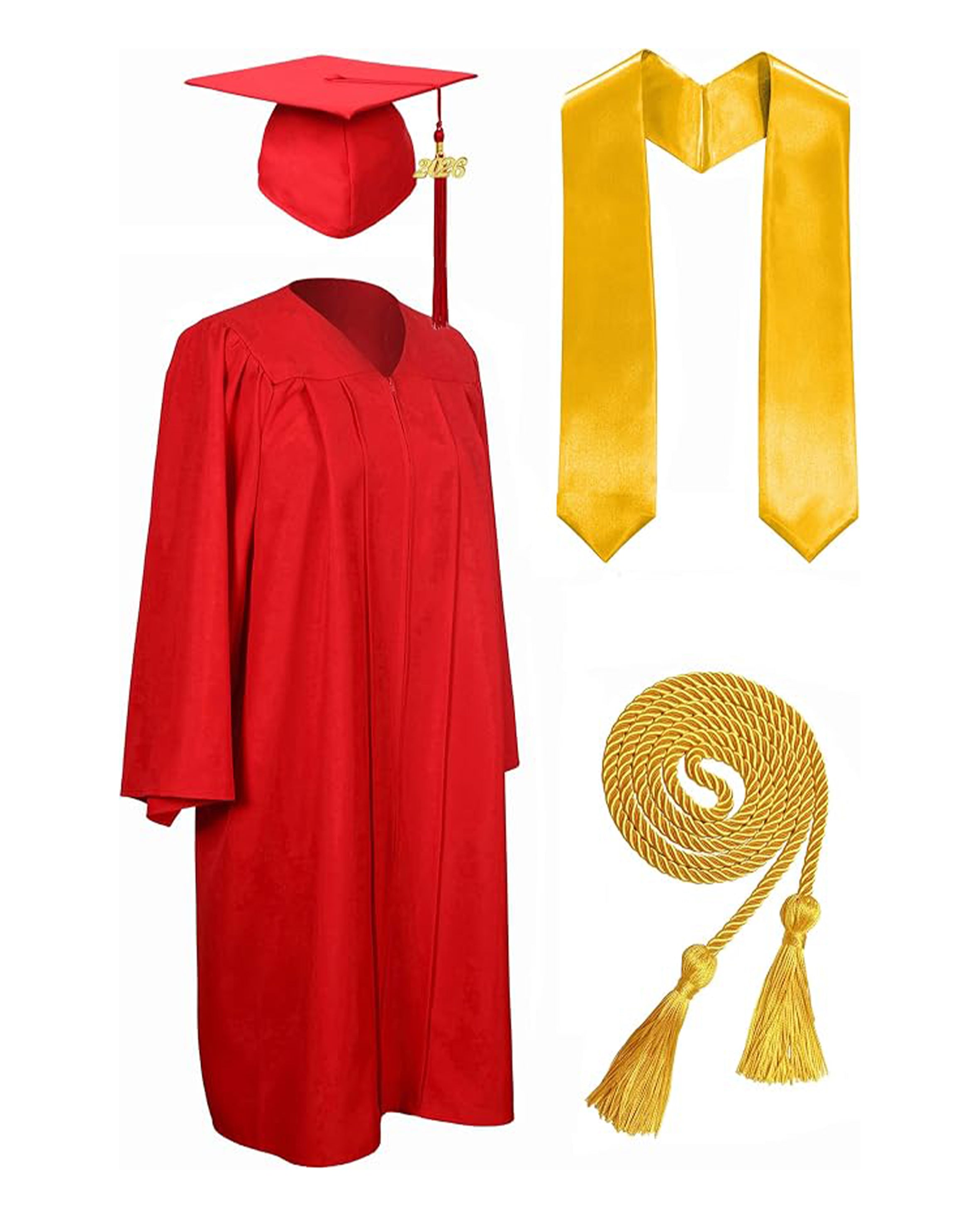 MyGradDay Unisex Matte Graduation Cap and Gown 2026 Set with Tassel Honor Cord Graduation Stoles