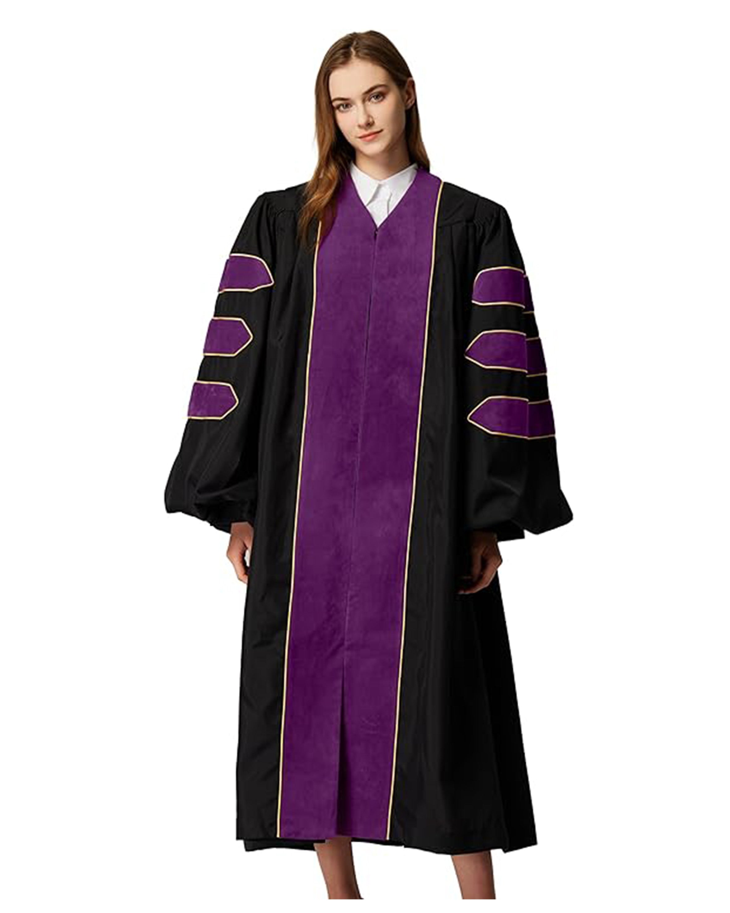 Deluxe Doctoral Graduation Gown|Graduation Regalia|PHD Gown with Gold Piping