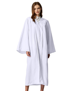White Unisex Matte choir robes for church Baptism Officiant Confirmation Costume,Graduation Gown Pastor &judges robe