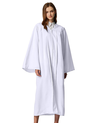 White Unisex Matte choir robes for church Baptism Officiant Confirmation Costume,Graduation Gown Pastor &judges robe