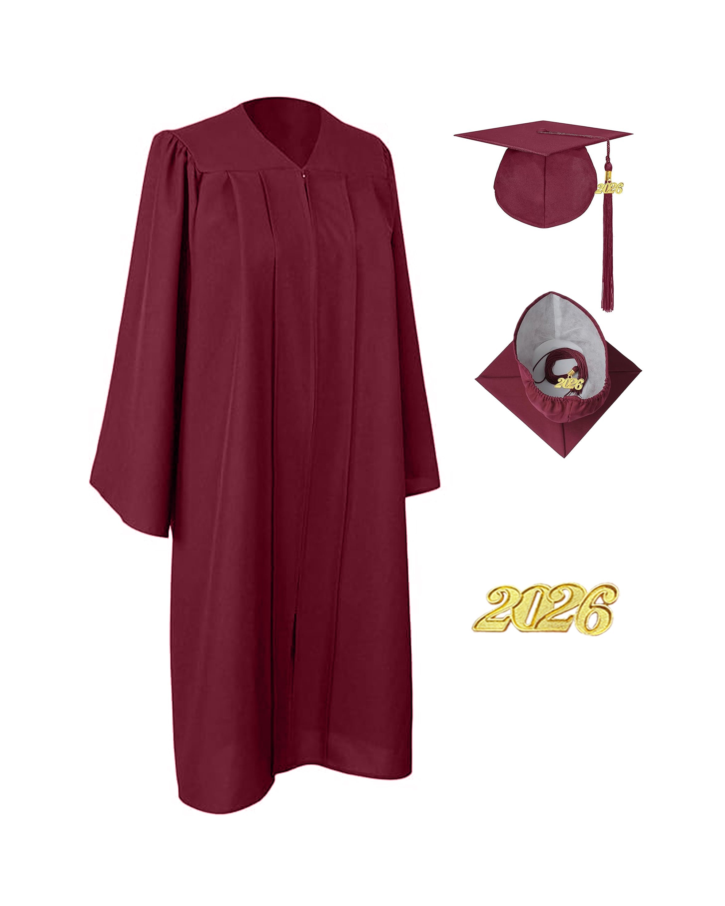 Unisex Matte Graduation Gown and Cap with Tassel 2026 Year Charm MyGradDay