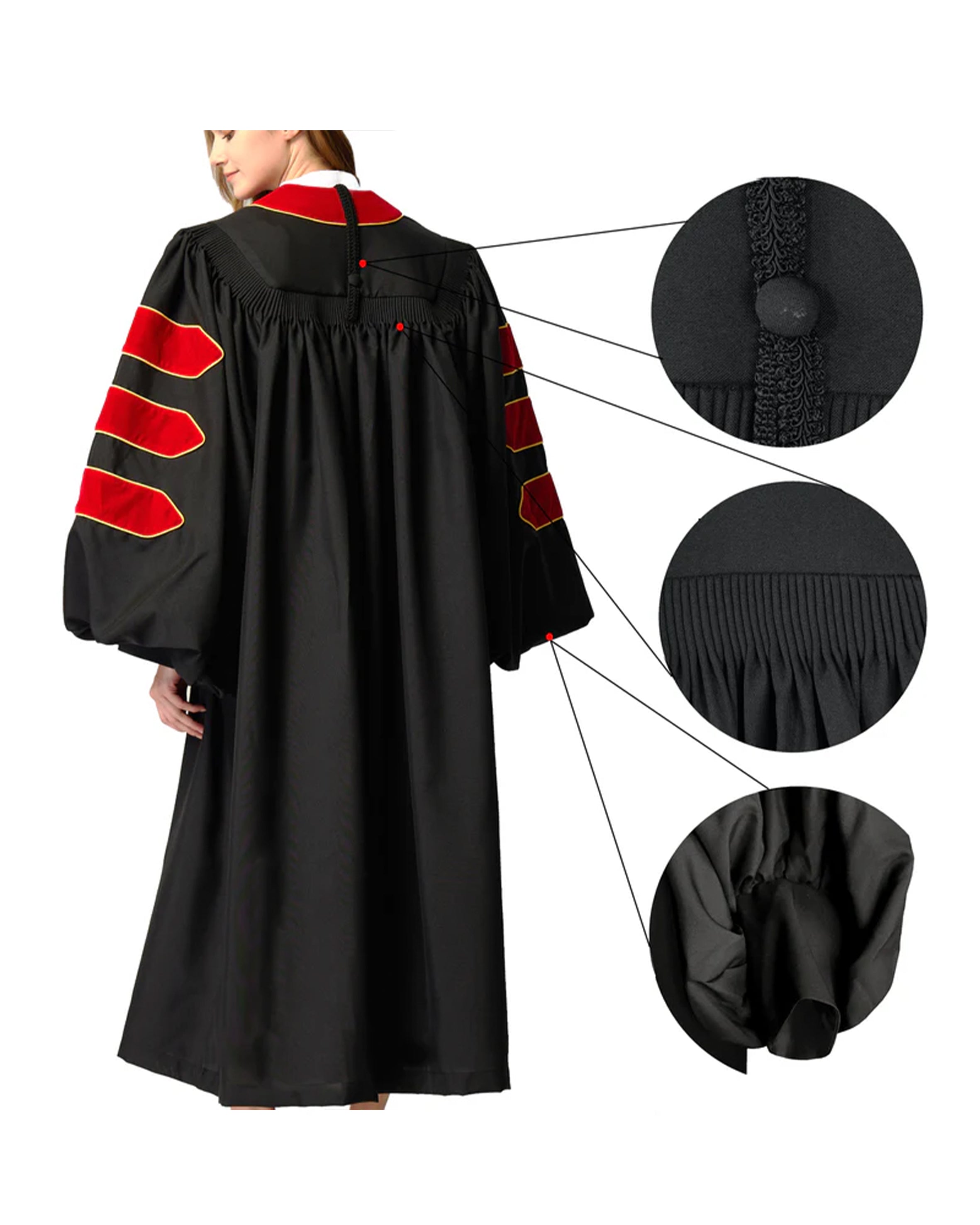 MyGradDay Unisex Deluxe Doctor of Divinity Clergy Robes  Doctorate pulpit robes with Gold Piping Available for Customization