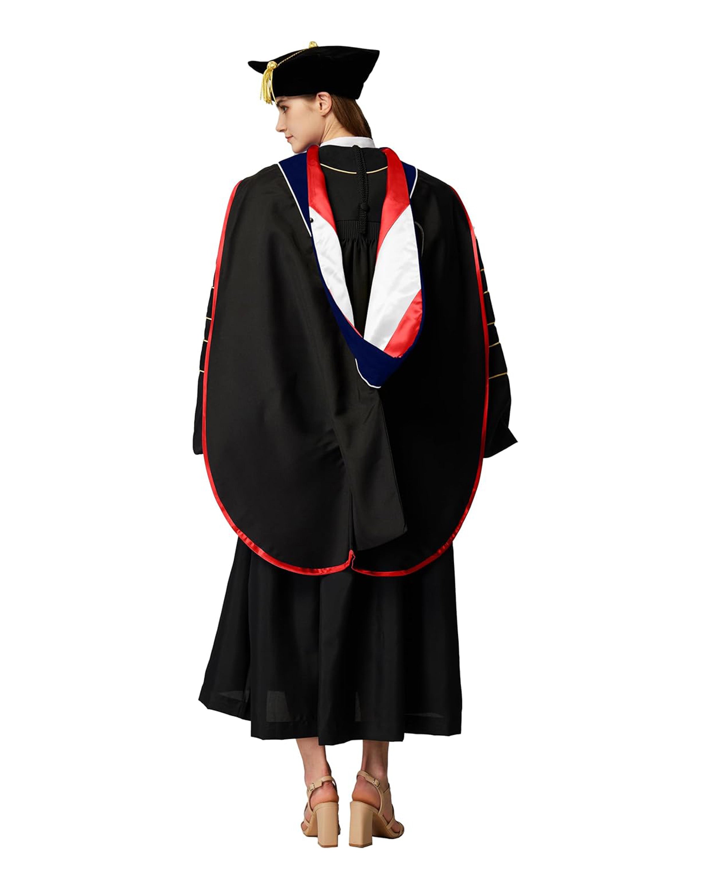 Deluxe Doctoral Graduation Hood with Gold Piping