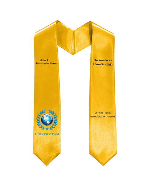 Customized Doctoral Graduation Gown Black-8S Tam & Gold Stole