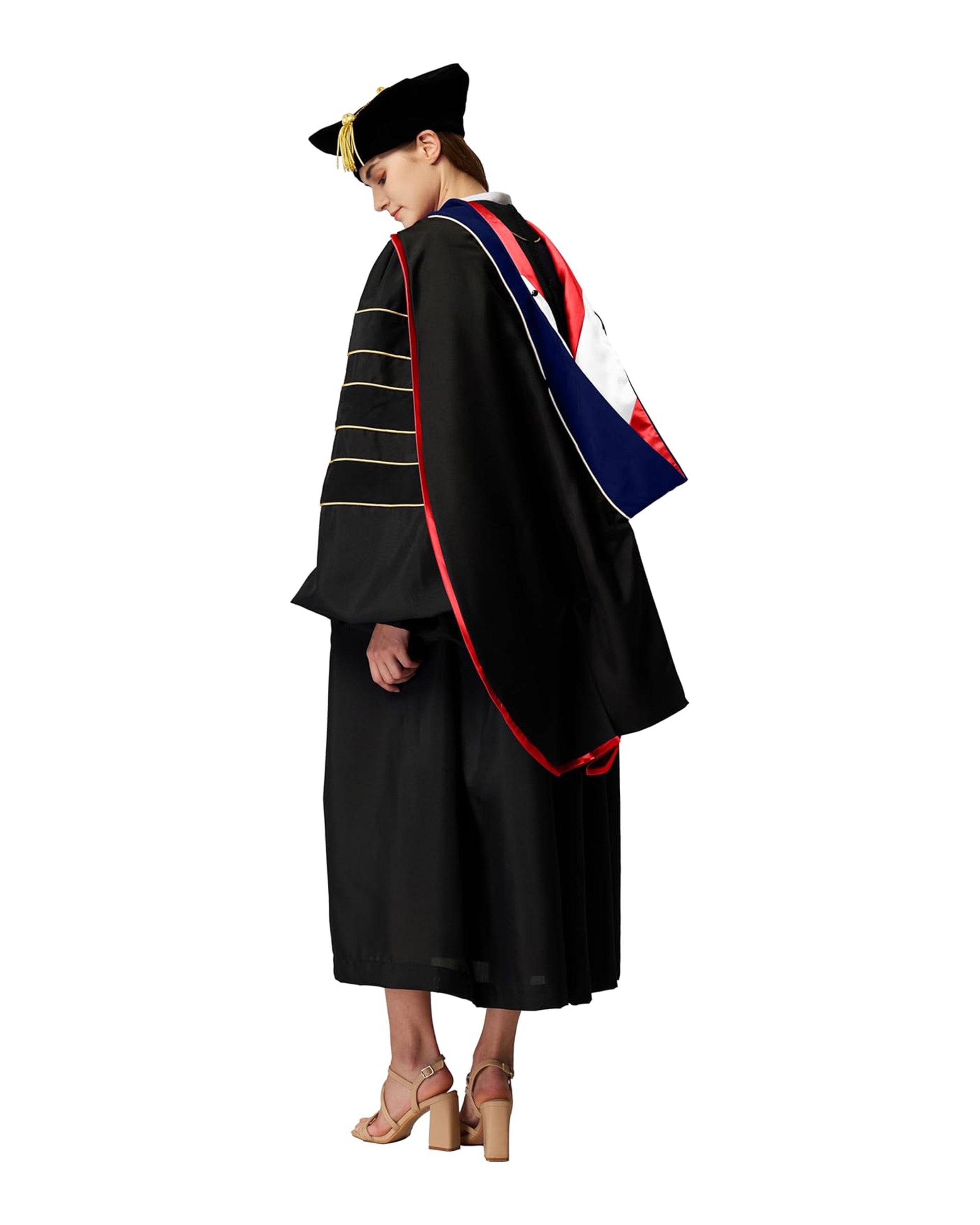 Deluxe Doctoral Graduation Hood with Gold Piping