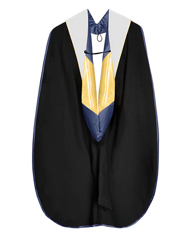 Customized  Doctoral Graduation Hood with Gold Piping