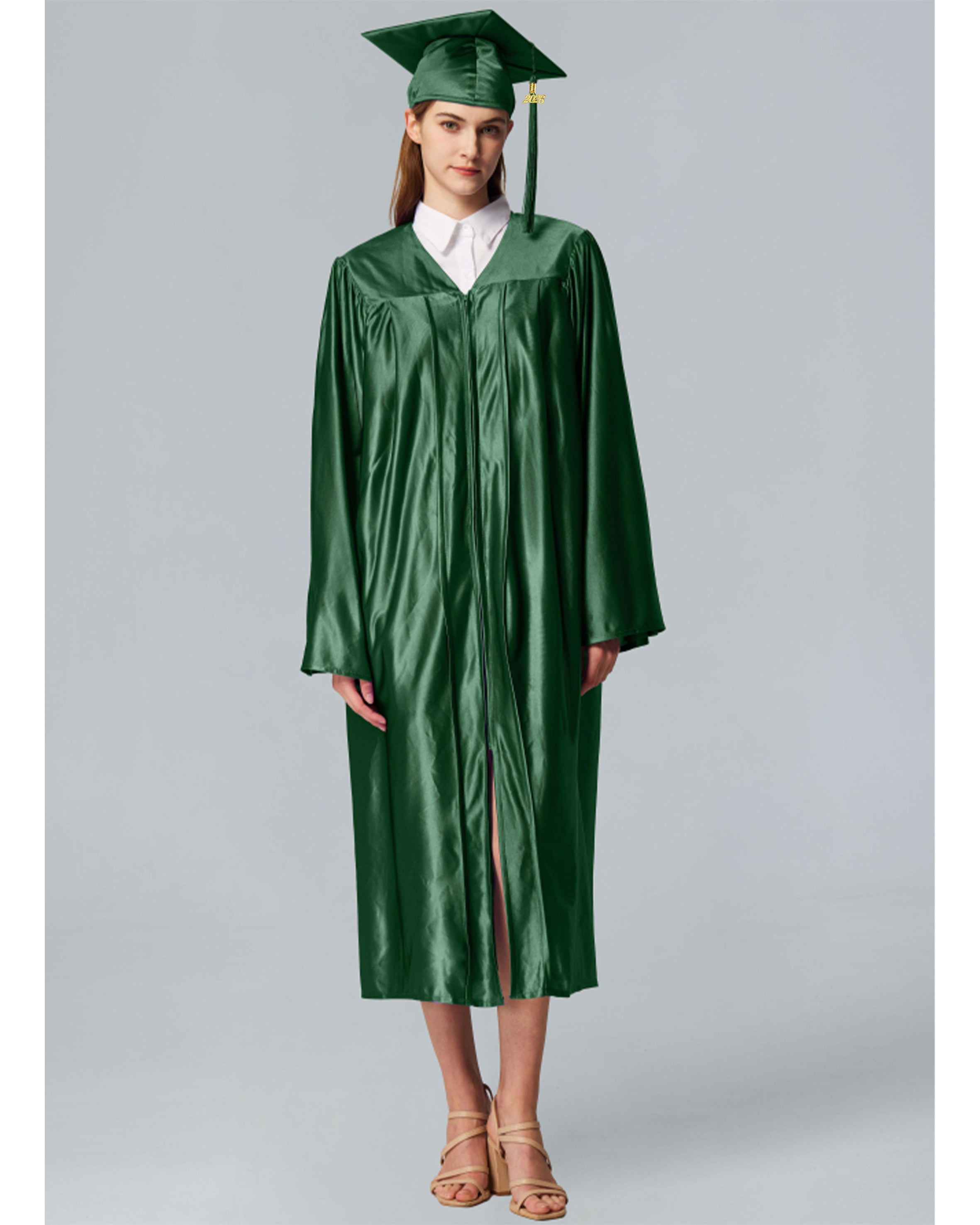 Unisex Shiny Graduation Cap and Gown with Tassel 2026 Year Charm ( Rich Color )