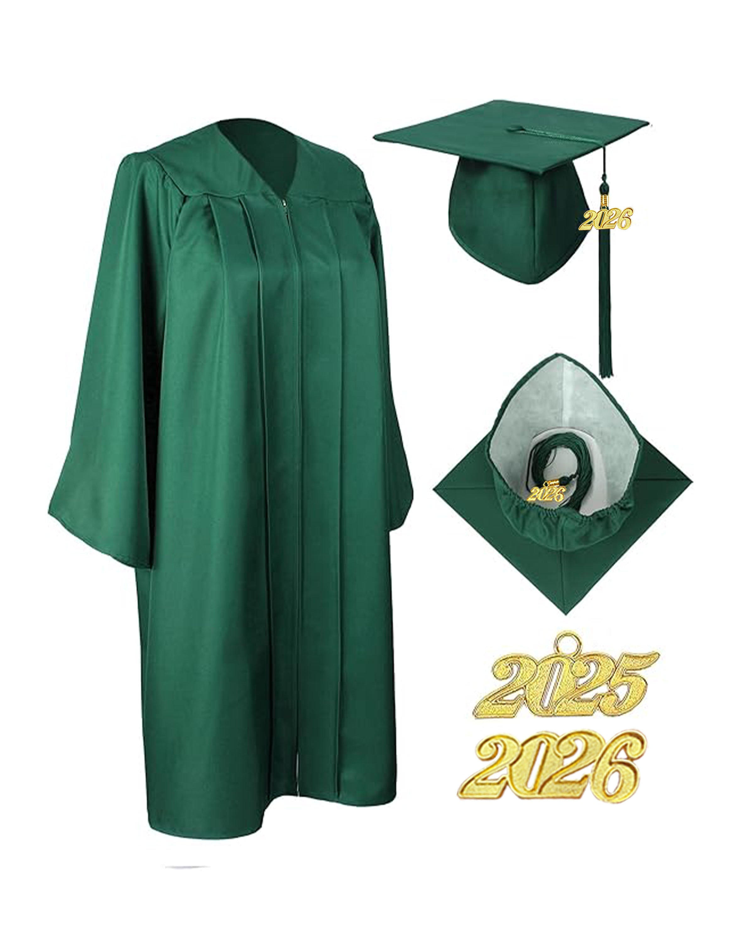Unisex Matte Graduation Cap & Gown with Tassel 2026 Year Charm ( Rich Color )