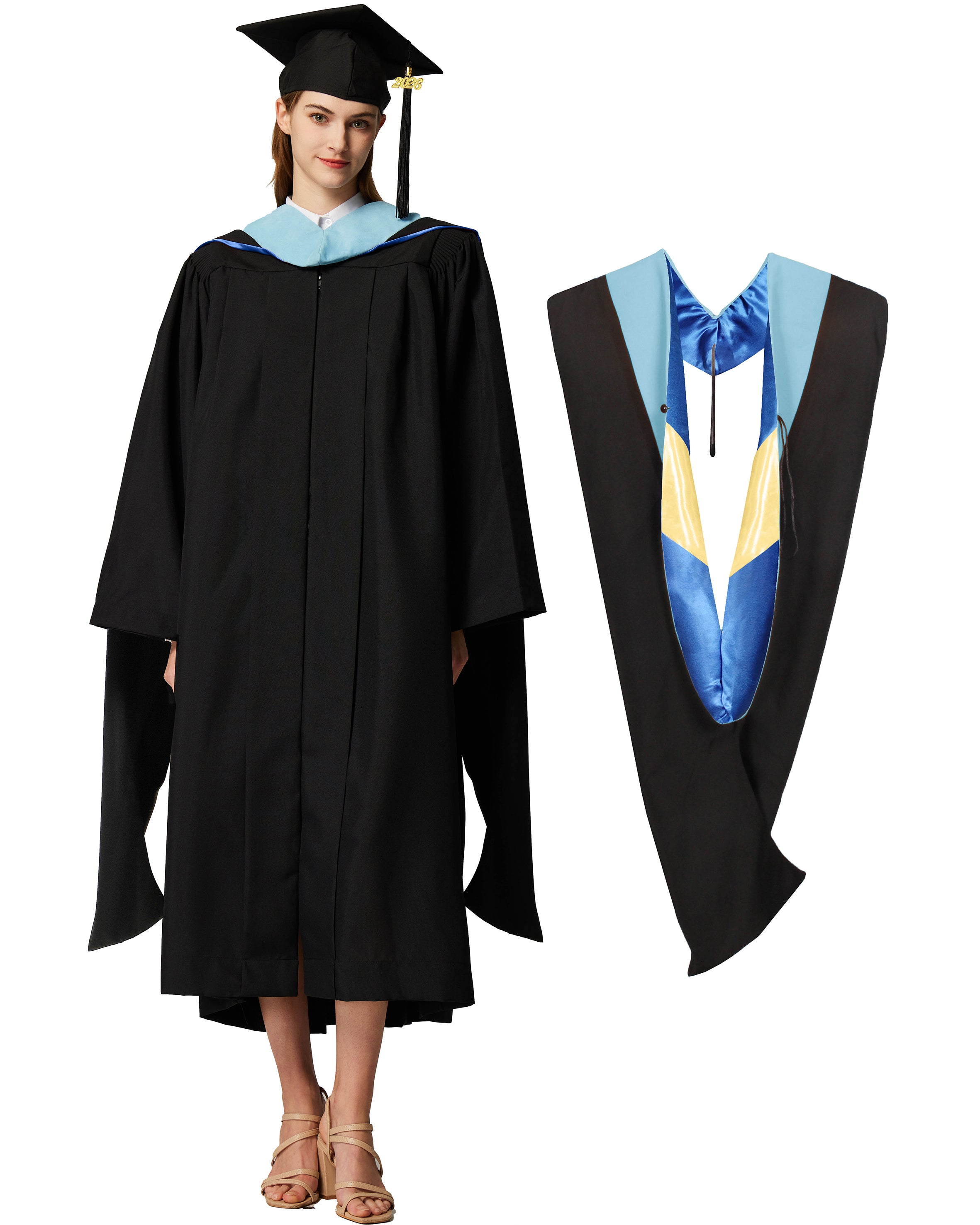 MyGradDay Unisex Master Graduation Gown Cap and Hood Master Regalia with 2026 Tassel