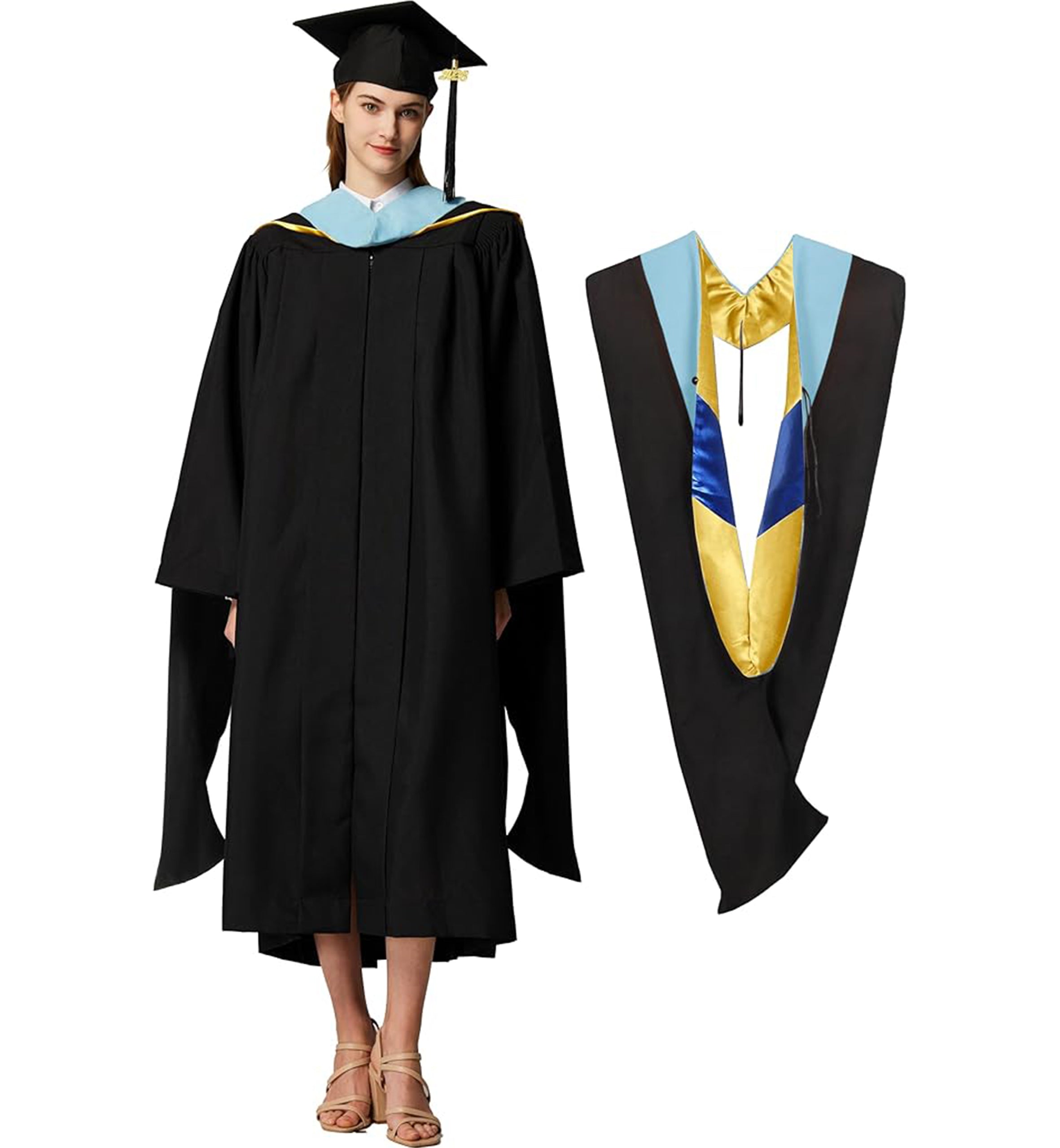 MyGradDay Unisex Master Graduation Gown Cap and Hood Master Regalia with 2026 Tassel