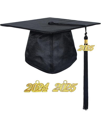 MyGradDay Unisex Adult Shiny Graduation Cap with 2024+2025 Tassel Year Charm