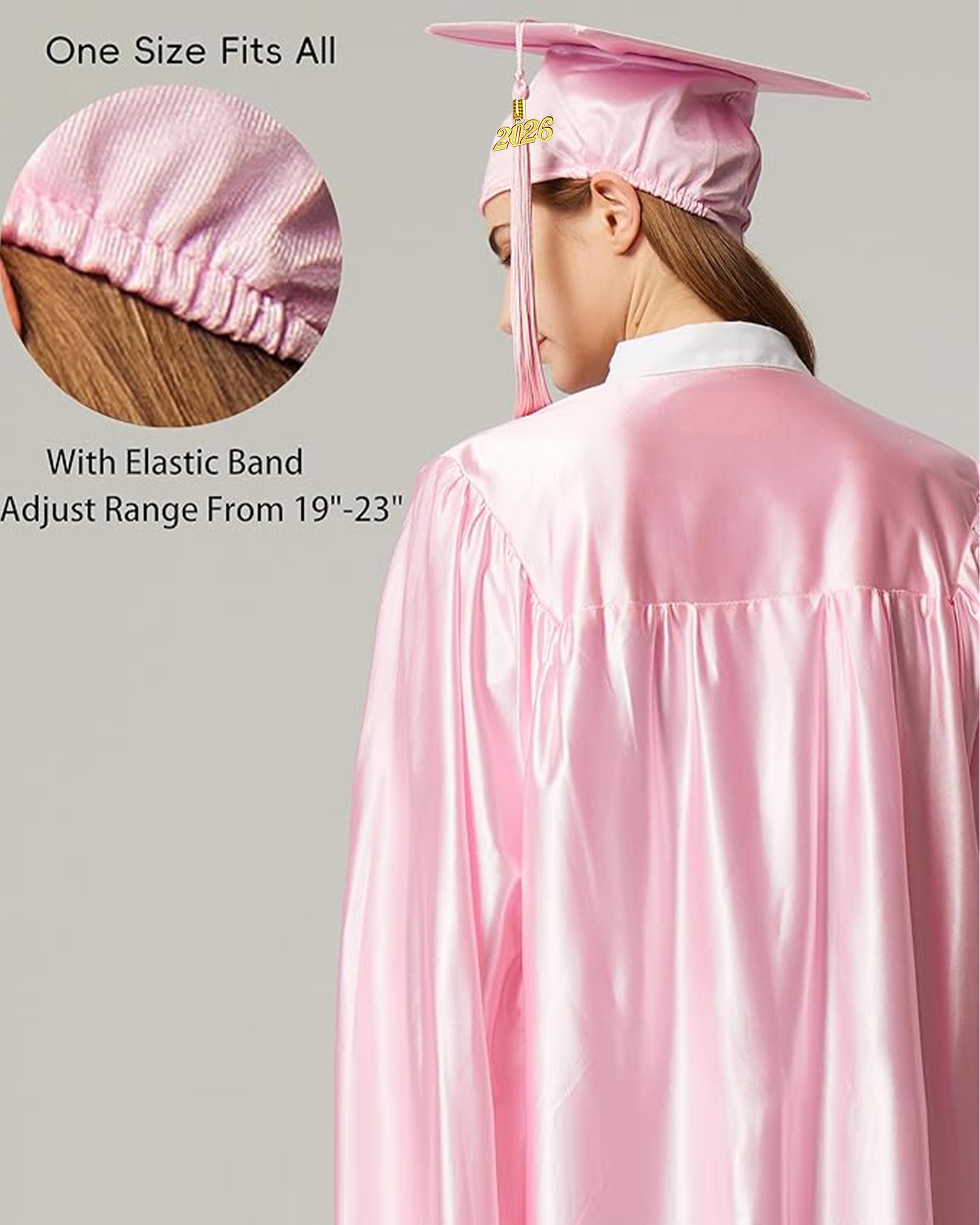 MyGradDay Unisex Adult Shiny Graduation Cap with Tassel 2026 Year Charm