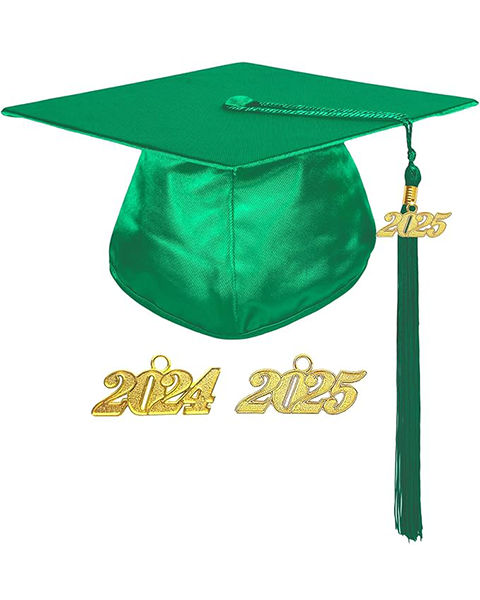 MyGradDay Unisex Adult Shiny Graduation Cap with 2024+2025 Tassel Year Charm