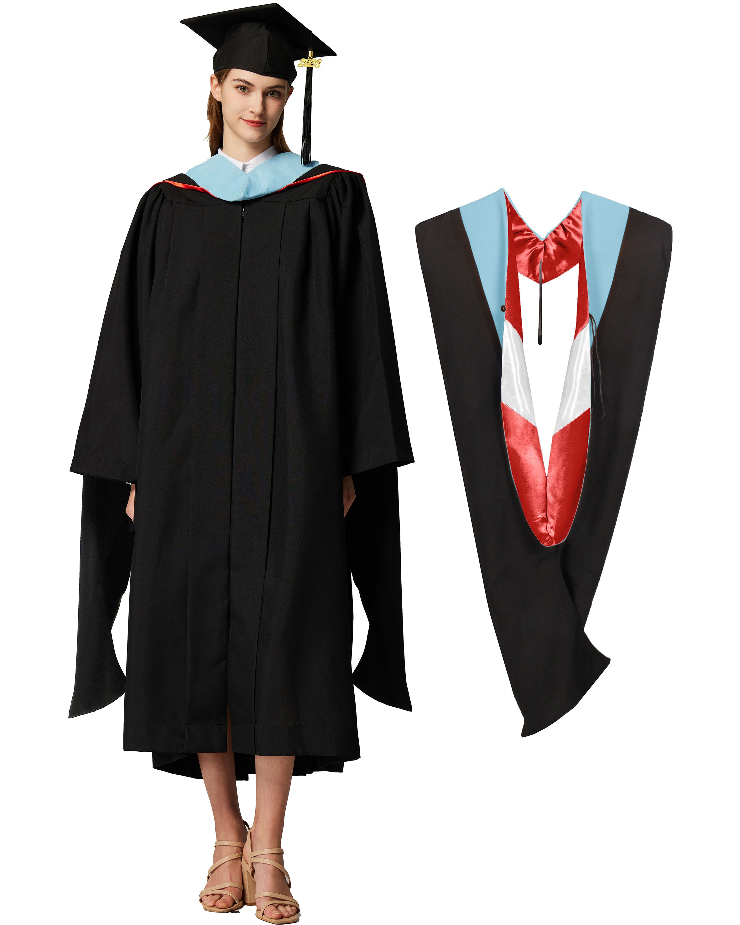 MyGradDay Unisex Master Graduation Gown Cap and Hood Master Regalia with 2026 Tassel