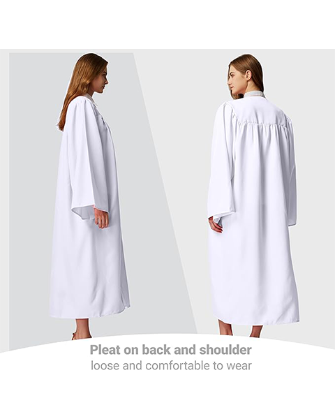 White Unisex Matte choir robes for church Baptism Officiant Confirmation Costume,Graduation Gown Pastor &judges robe