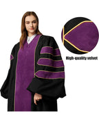 Deluxe Doctoral Graduation Gown|Graduation Regalia|PHD Gown with Gold Piping