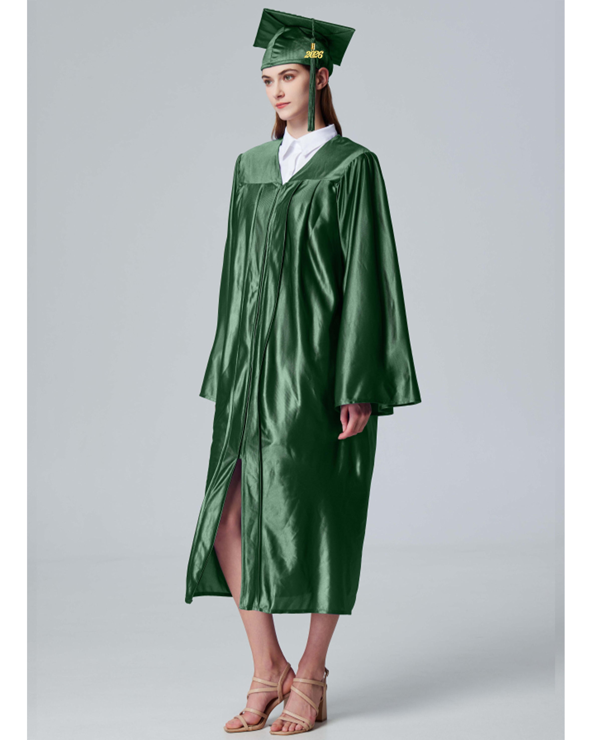 Unisex Shiny Graduation Cap and Gown with Tassel 2026 Year Charm ( Rich Color )