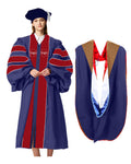 Customized Doctoral Graduation Gown Navy-8S Tam & Hood MyGradDay