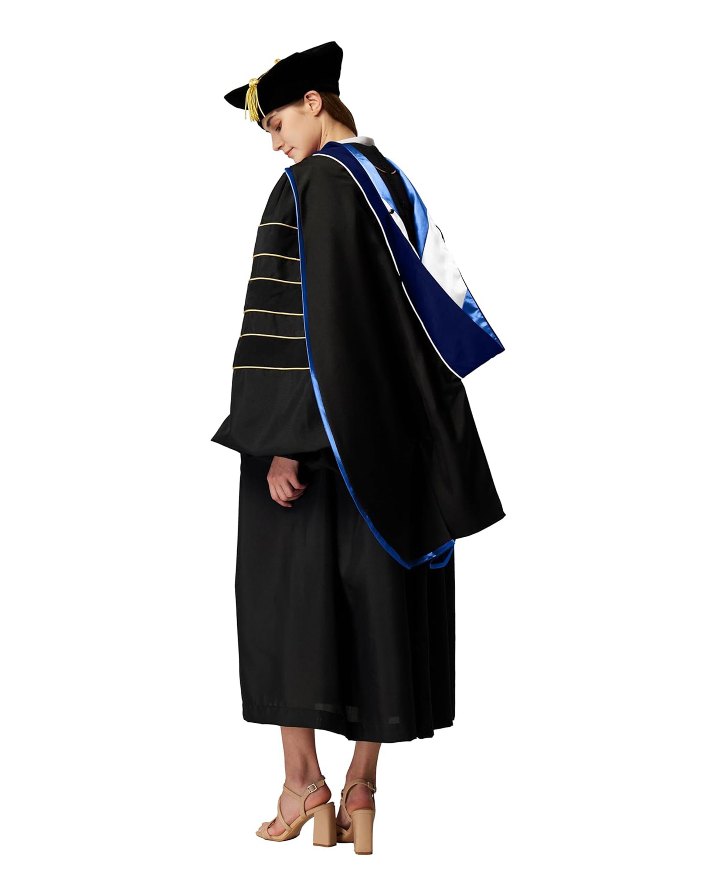 Deluxe Doctoral Graduation Hood with Gold Piping