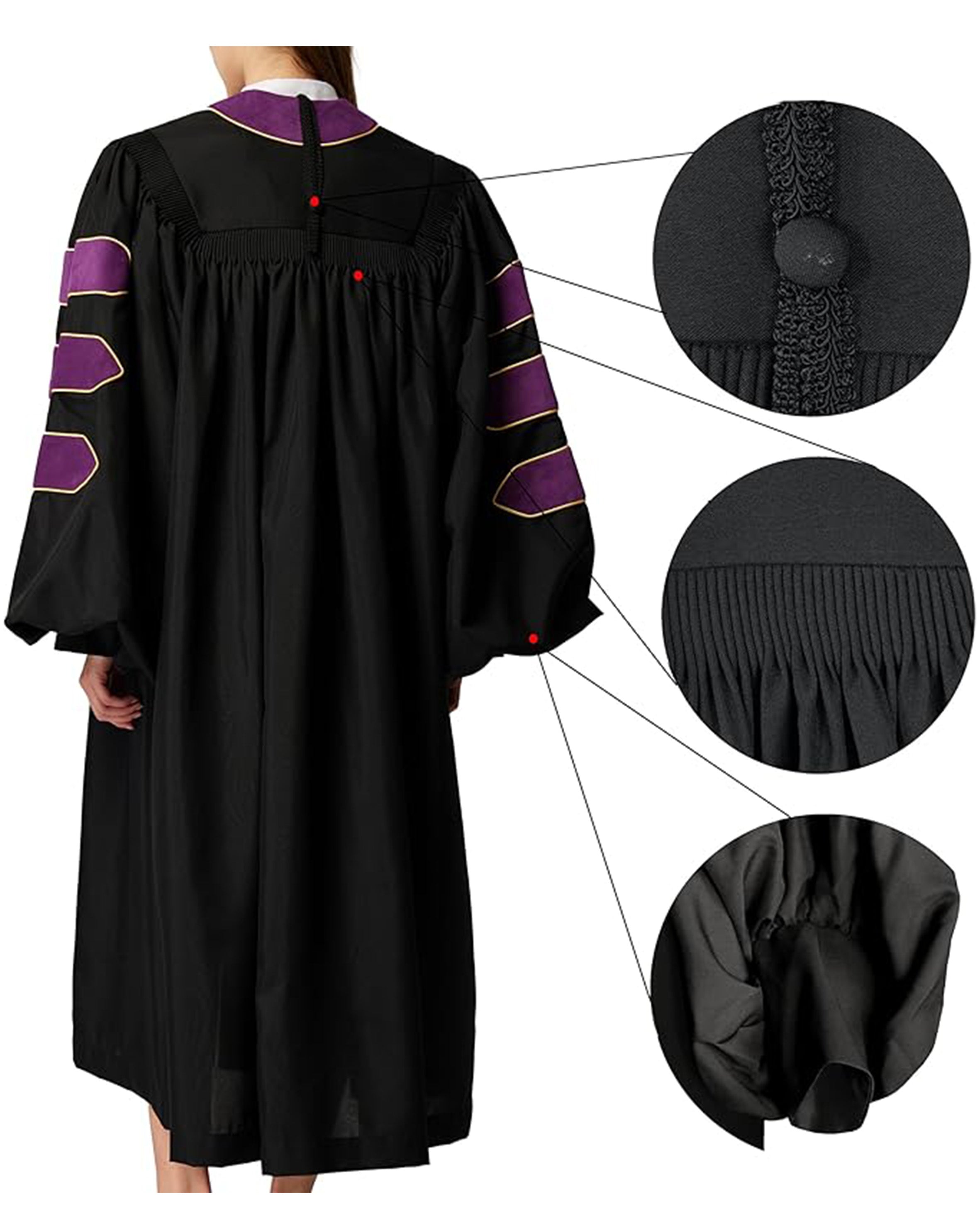 Deluxe Doctoral Graduation Gown|Graduation Regalia|PHD Gown with Gold Piping