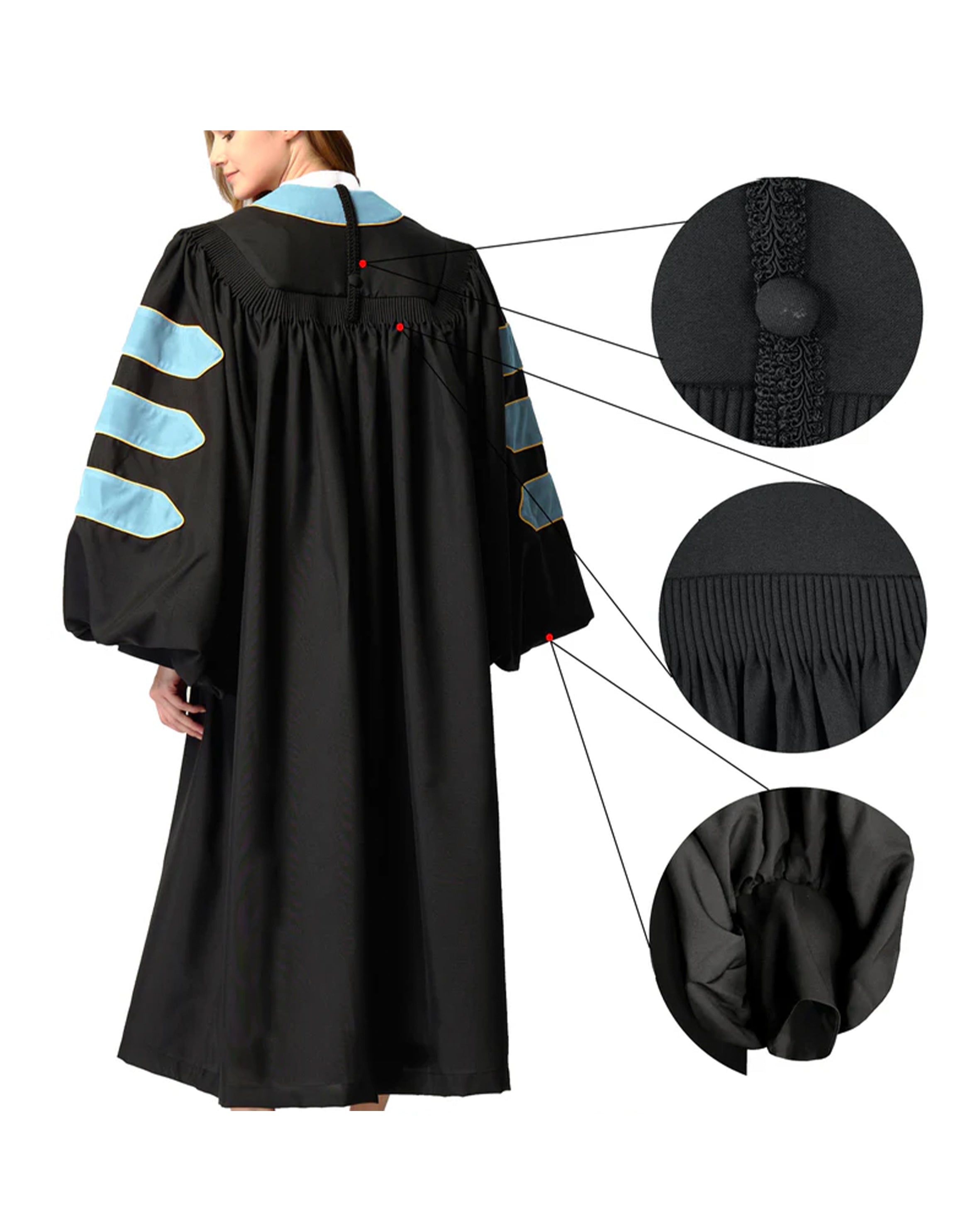 MyGradDay Unisex Deluxe Doctor of Divinity Clergy Robes  Doctorate pulpit robes with Gold Piping Available for Customization