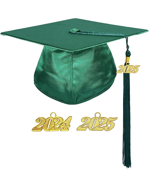 MyGradDay Unisex Adult Shiny Graduation Cap with 2024+2025 Tassel Year Charm
