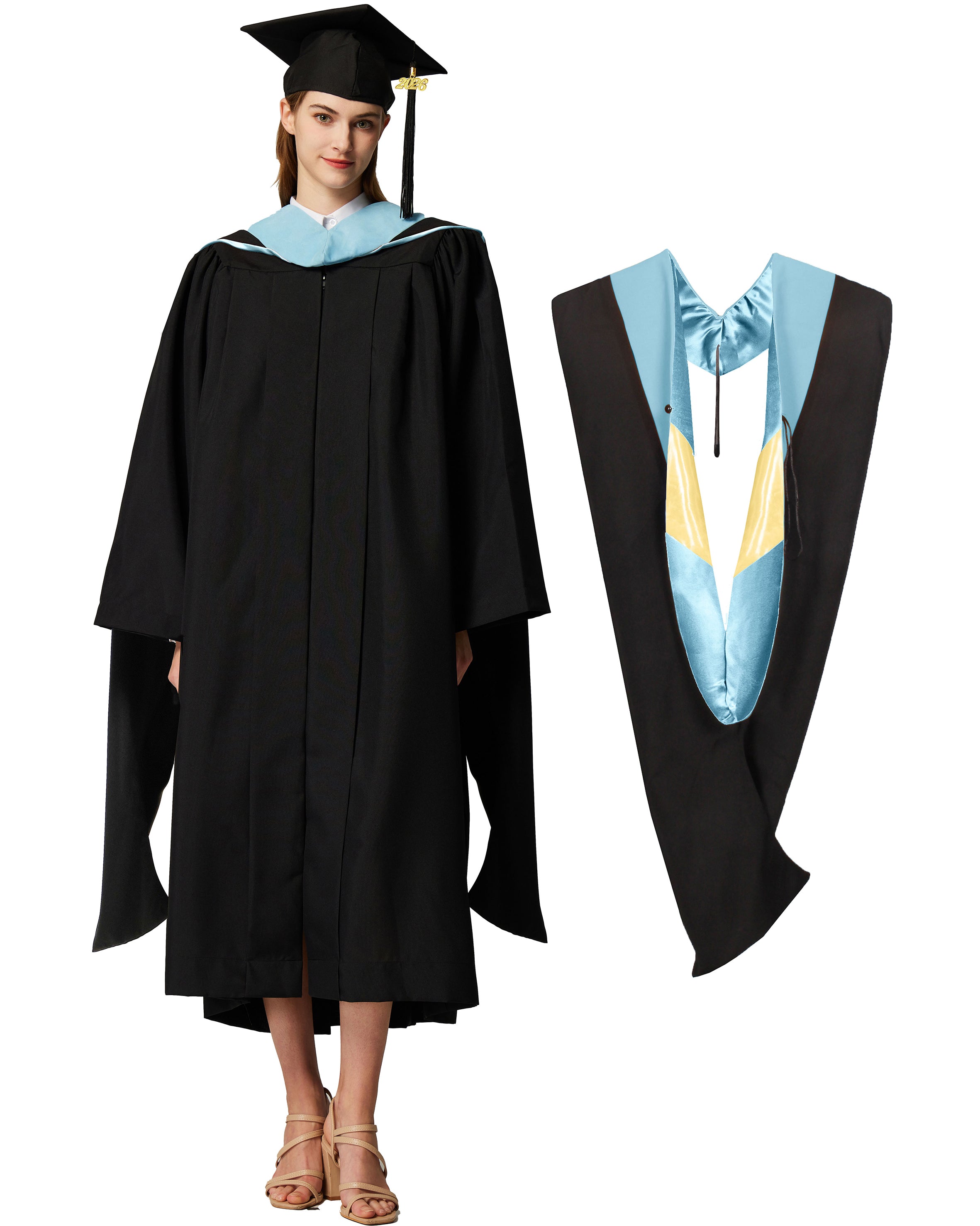 MyGradDay Unisex Master Graduation Gown Cap and Hood Master Regalia with 2026 Tassel